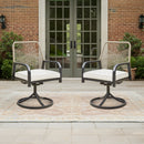 EROMMY Swivel Patio Chairs Set of 2, Outdoor Rattan Dining Chairs with Thickened Cushions, Beige-Erommy